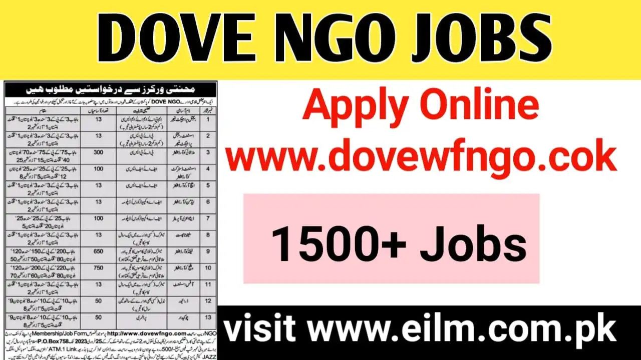 Dove NGO Jobs 2023 online Apply via www.dovewfngo.com