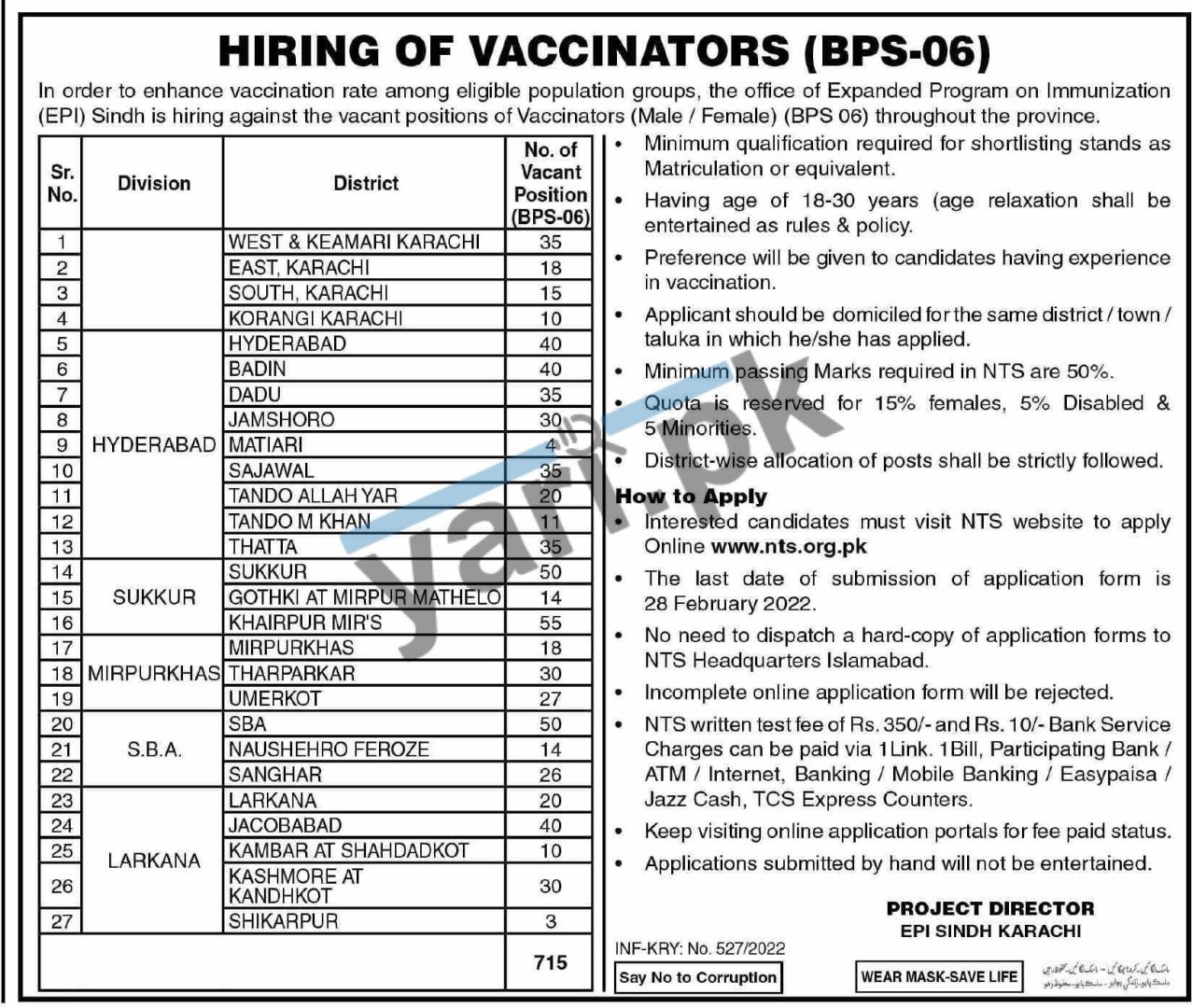 NTS Vaccinator Jobs 2022 Details 