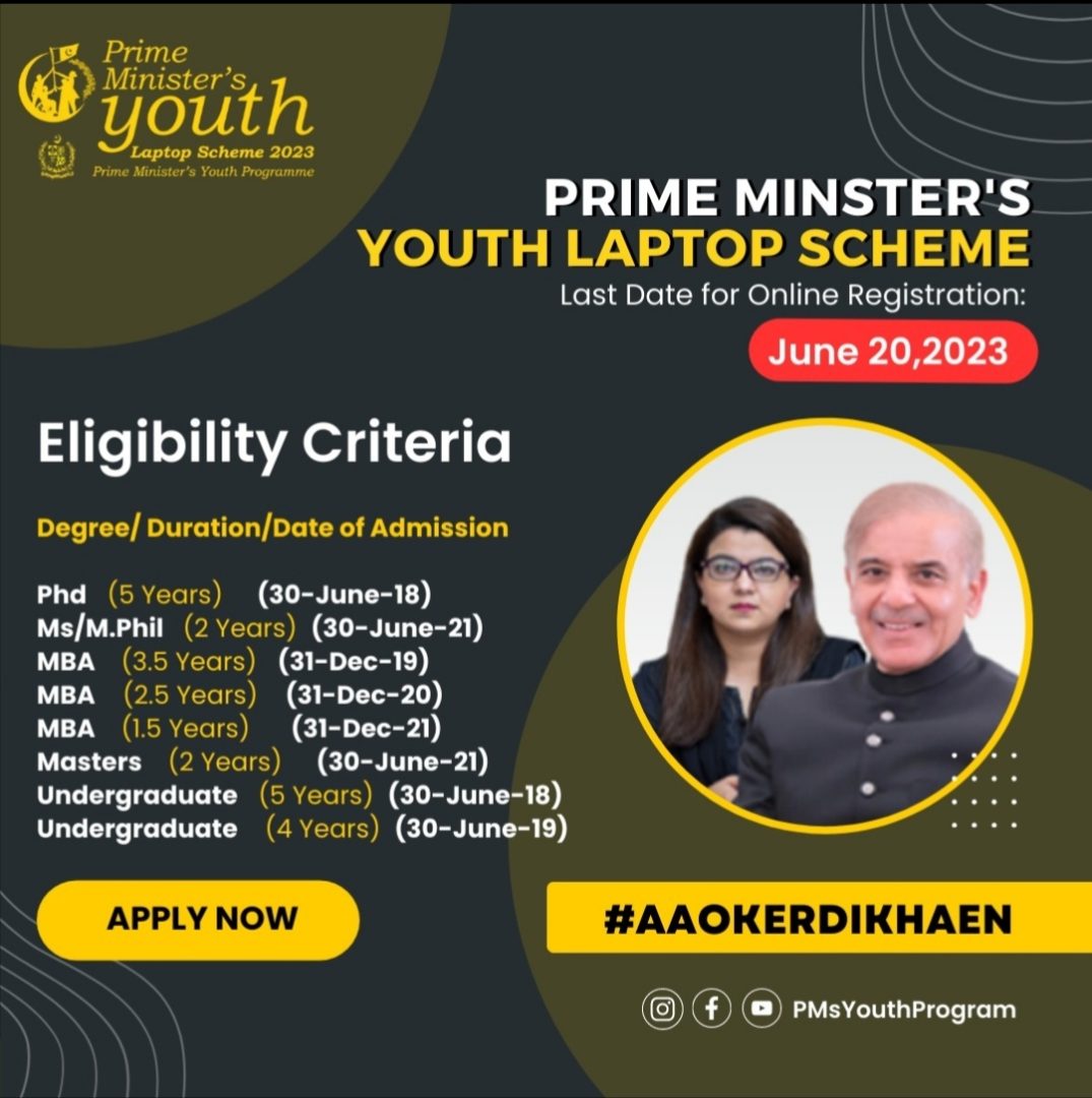 www.laptop.pmyp.gov.pk 2023 Eligibility Criteria 