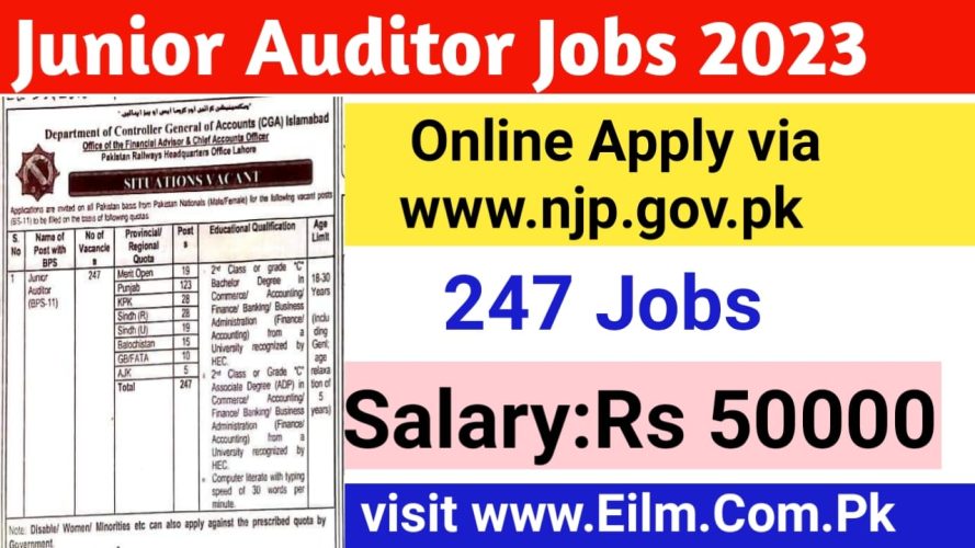 Junior Auditor jobs in Pakistan Railways 2023