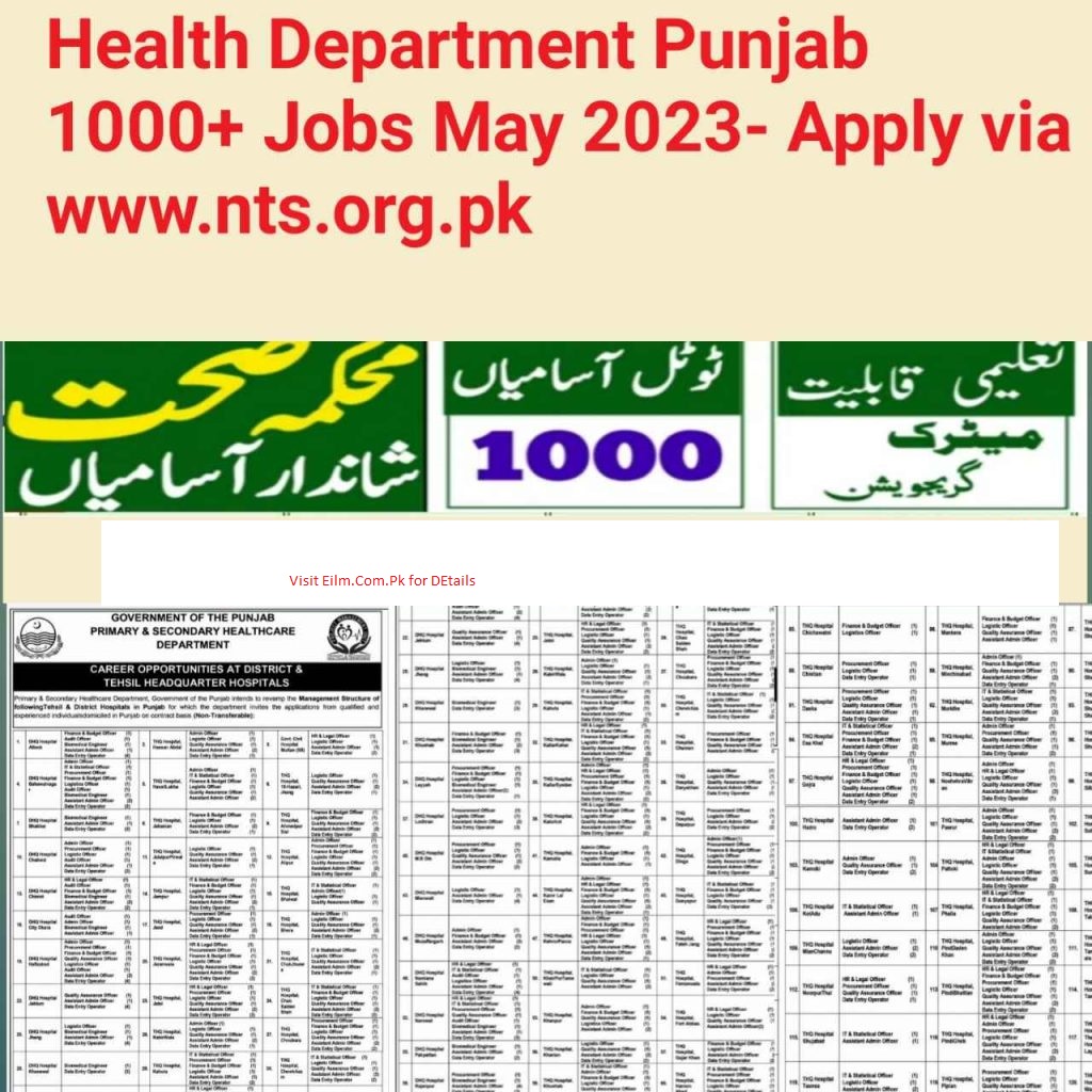 Punjab Health Department nts jobs