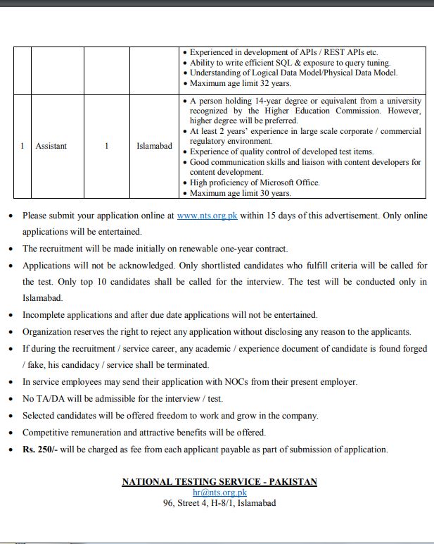 NTS Jobs Advertisement:-
