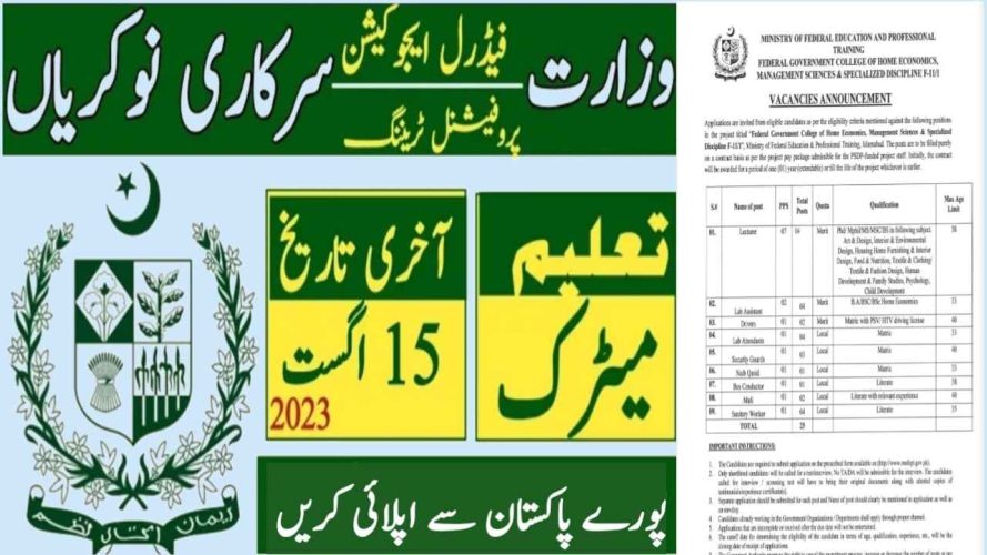 Ministry of Federal Education and Professional Training Latest Jobs
