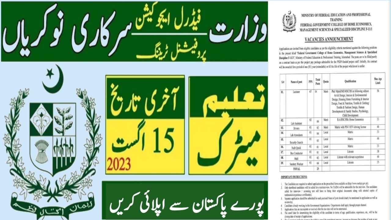 Ministry of Federal Education and Professional Training Latest Jobs 
