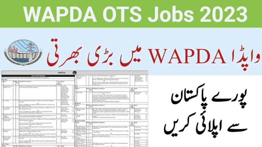 WAPDA Jobs 2023 Online Apply Via Www.Ots.Org.Pk/