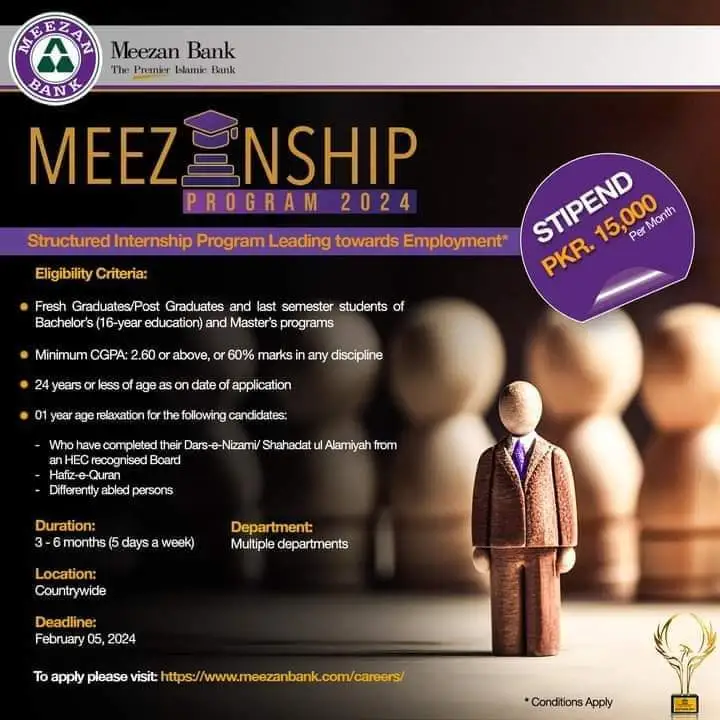 Meezan Bank Internship Program 2024 advertisment